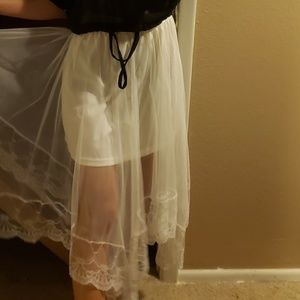 Lace see through long skirt